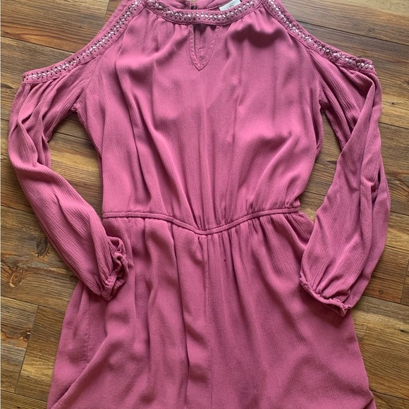 Knox Rose Cold Shoulder Long Sleeve Metal Studded Boho Romper Size XL - Picture 2 of 10